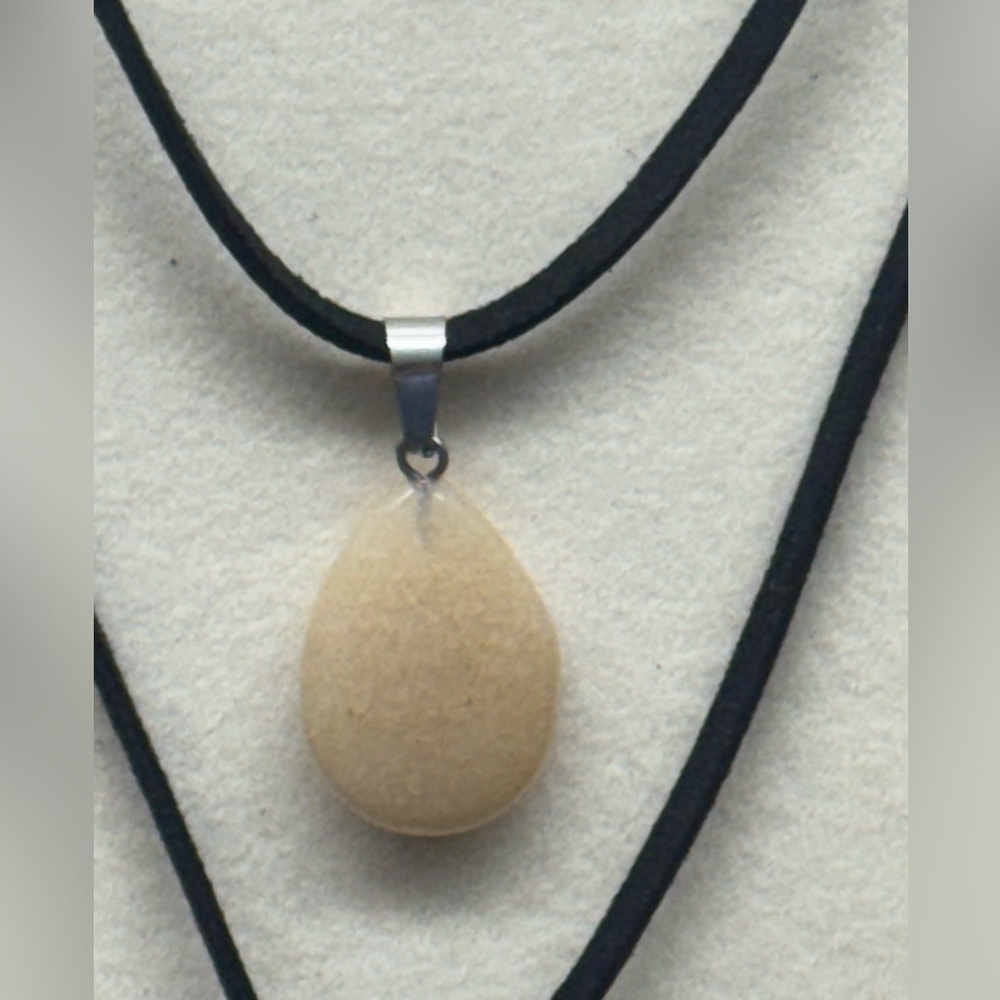 Set of 2 Natural Stone Drop Pendant Suede & Faux
Leather String Cord Necklaces - Picture 5 of 9